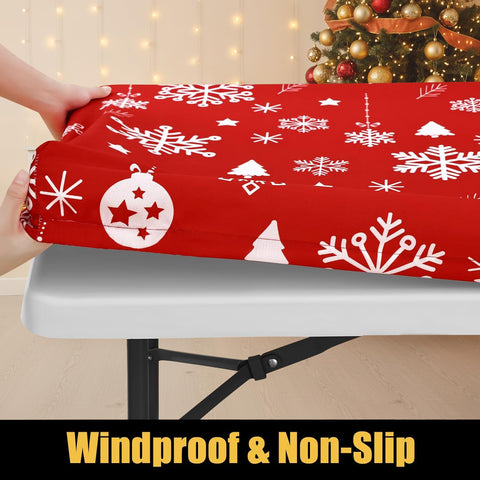 Smiry elastic edge ensures snug fit on 8ft tables for wind-prone gatherings.