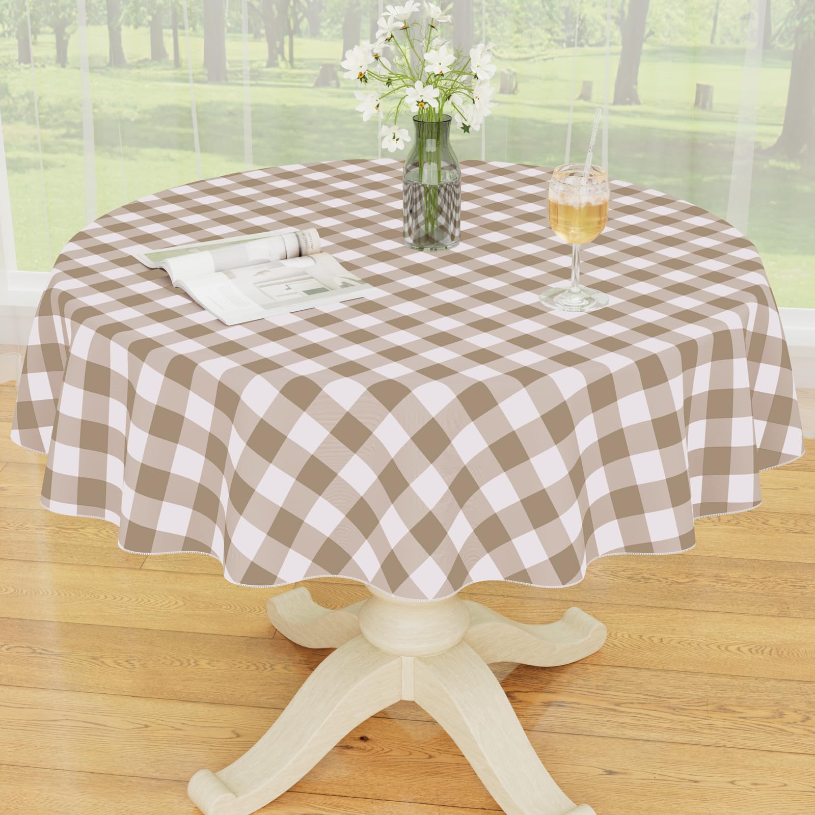 Smiry buffalo plaid tablecloth 60-round dining setup, durable and decorative for everyday meals