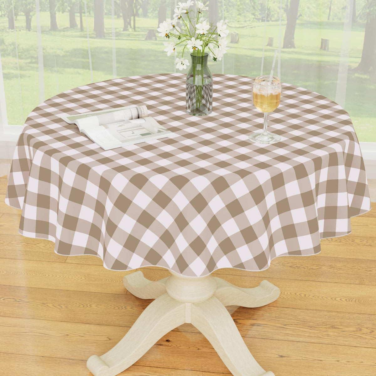 Smiry buffalo plaid tablecloth 60-round dining setup, durable and decorative for everyday meals