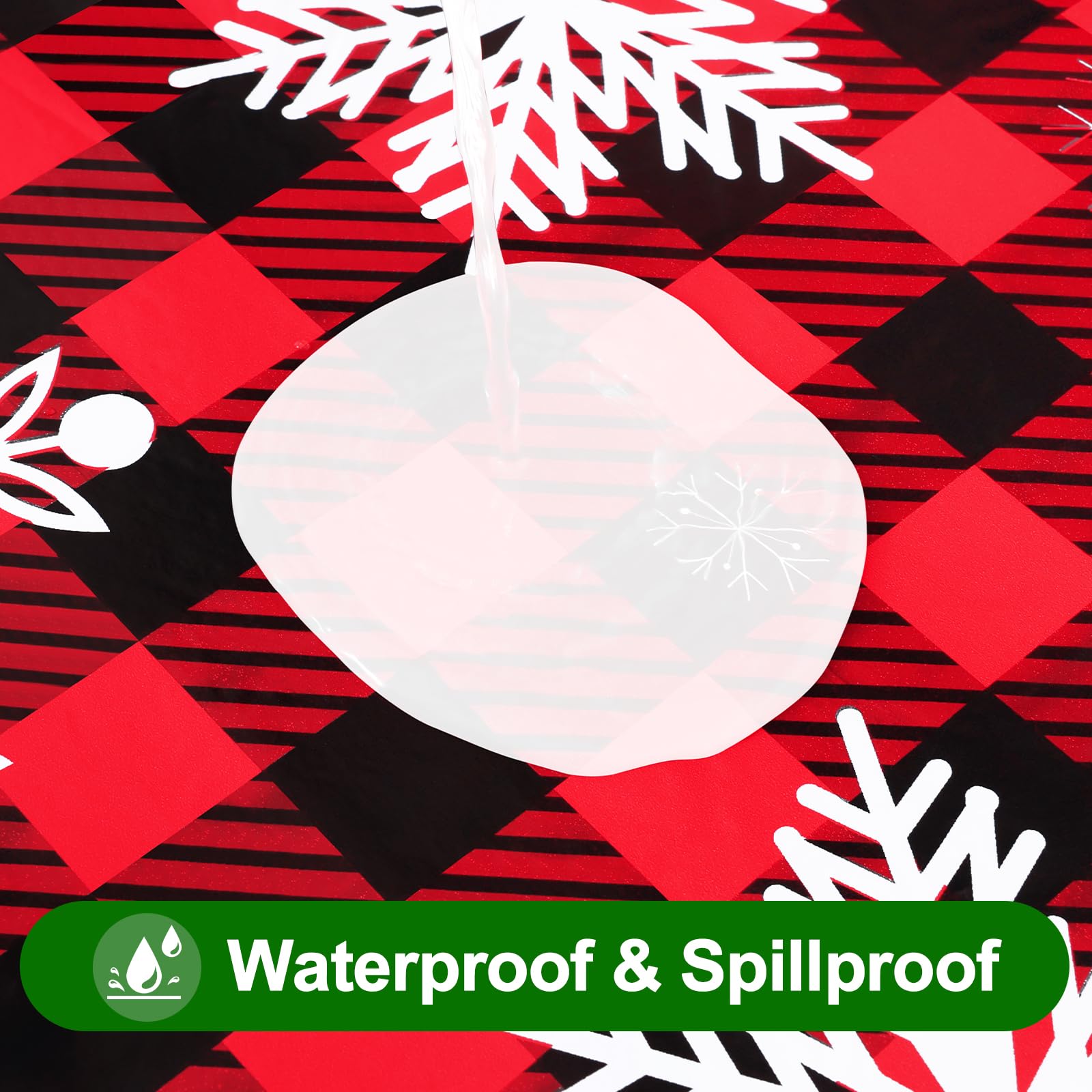 Smiry buffalo plaid tablecloth with non-slip flannel backing stays in place.