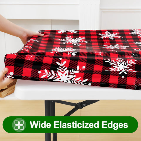 Smiry buffalo plaid tablecloth waterproof surface resists spills and wipes clean easily.
