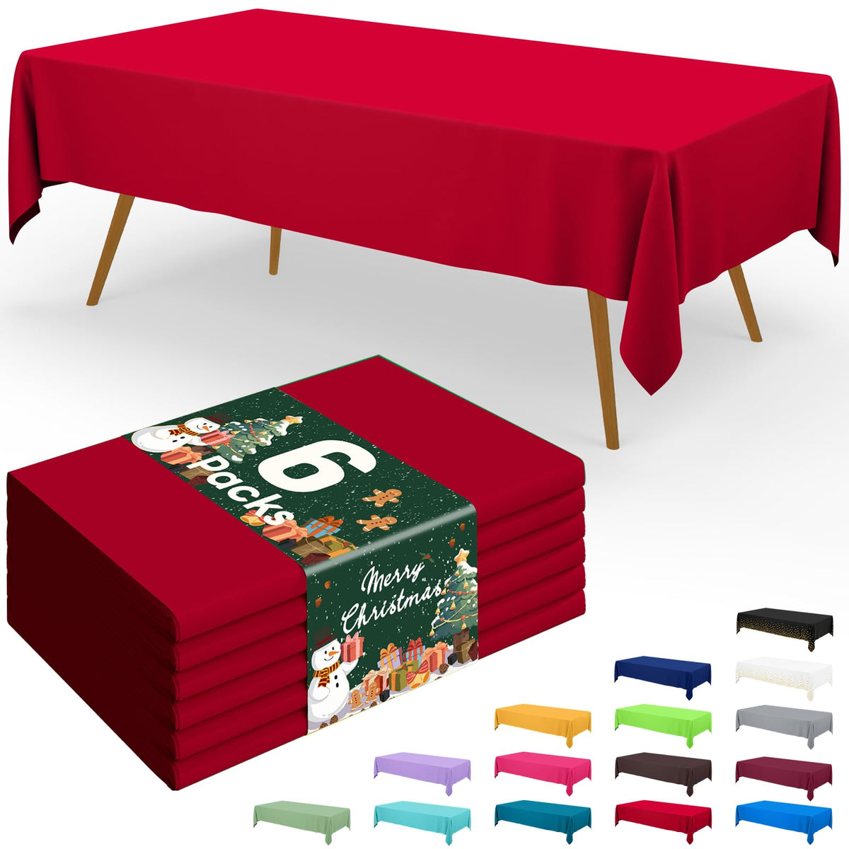 Smiry disposable table cloth in red, 54x108 inches, for mess-free parties.