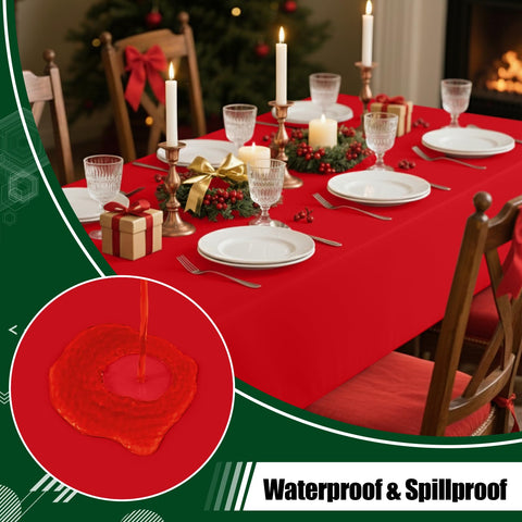 Smiry red rectangle table cover, easy wipe-clean after meals.