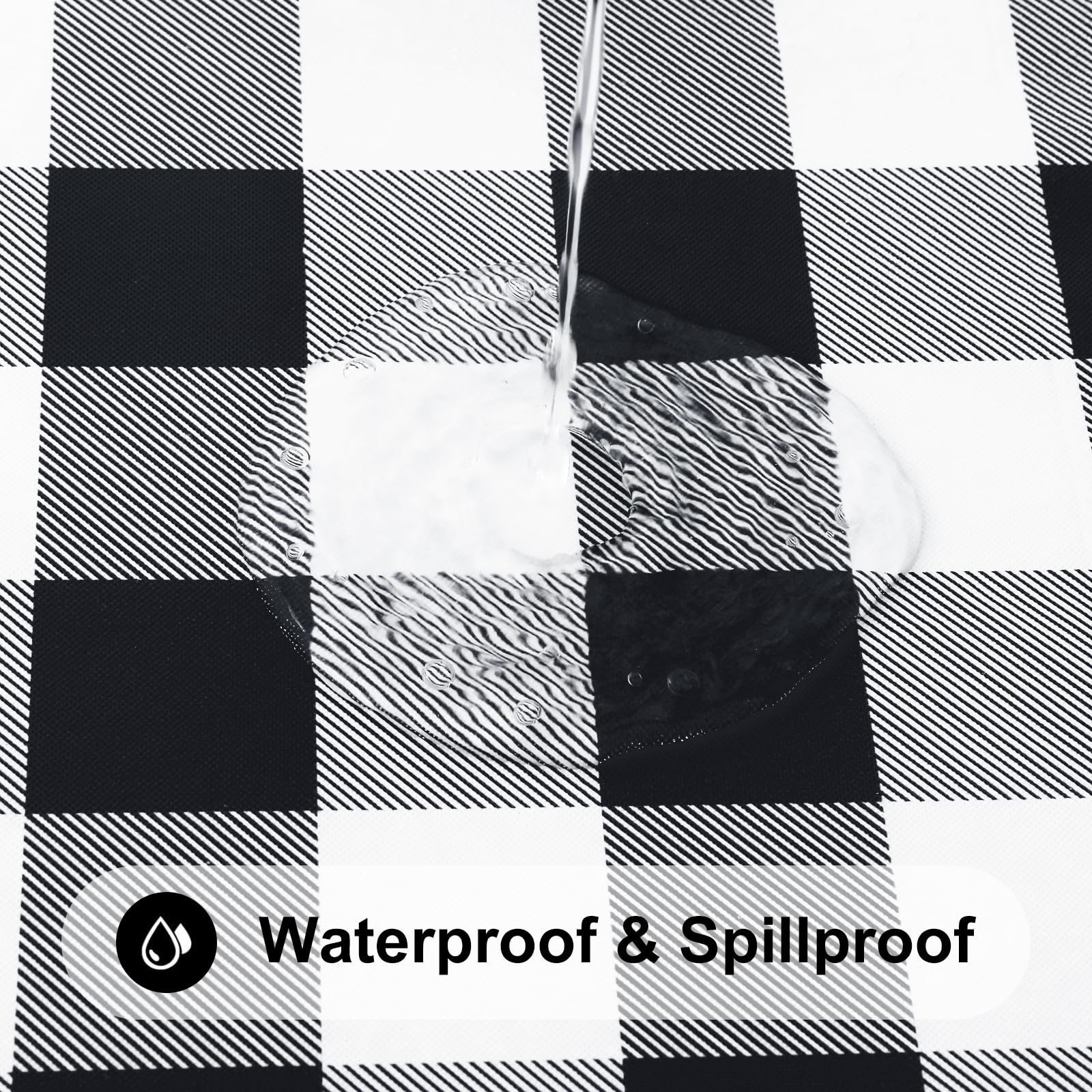 Smiry flannel-backed tablecloth adds soft feel and protection.