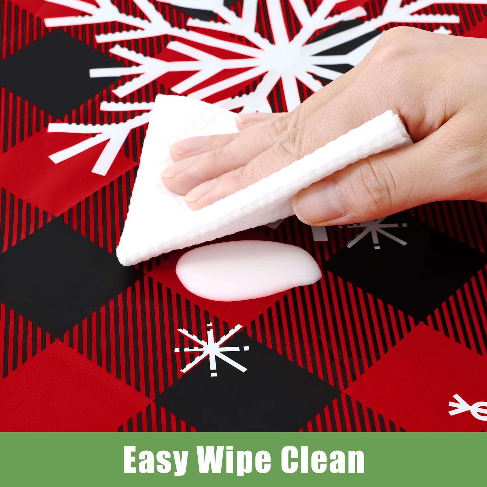 Smiry gingham easy-clean surface supports quick cleanup after meals.