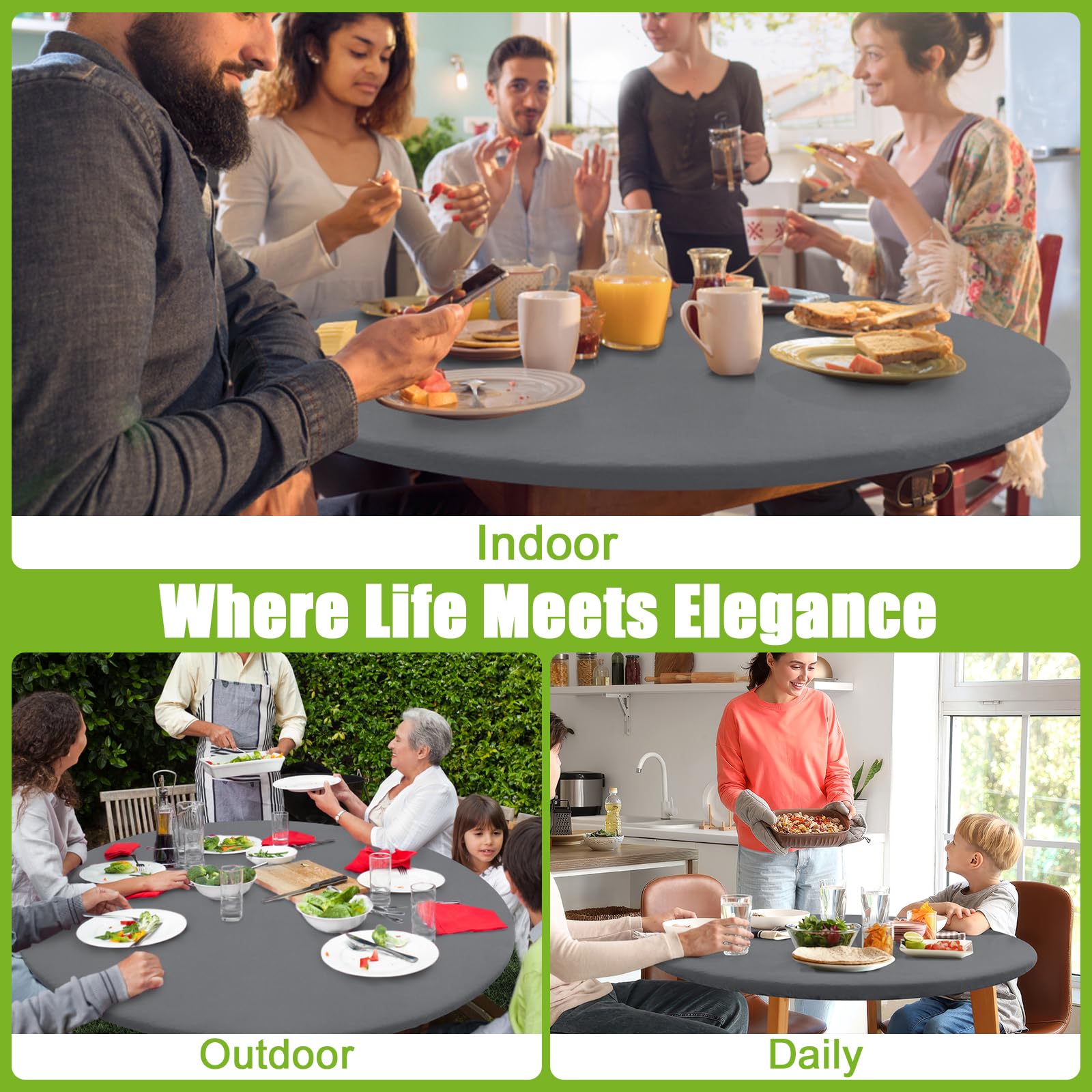 Ideal for indoor dining and outdoor events on 36-44 inch tables.