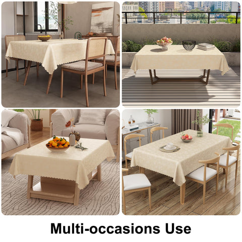 Smiry non-slip weighted beige tablecloth maintains position during family dining