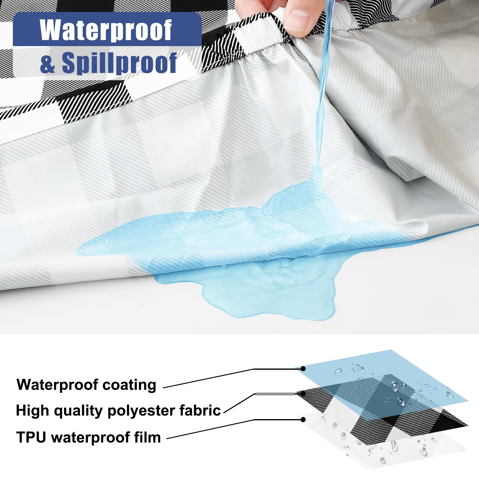 Smiry table cloth fabric shows tear-resistant high-density polyester for durable everyday use.