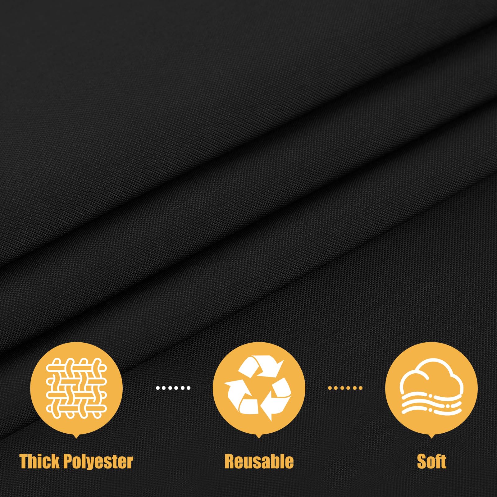 Smiry rectangle table cloth in black prevents scratches and protects surfaces during meals.