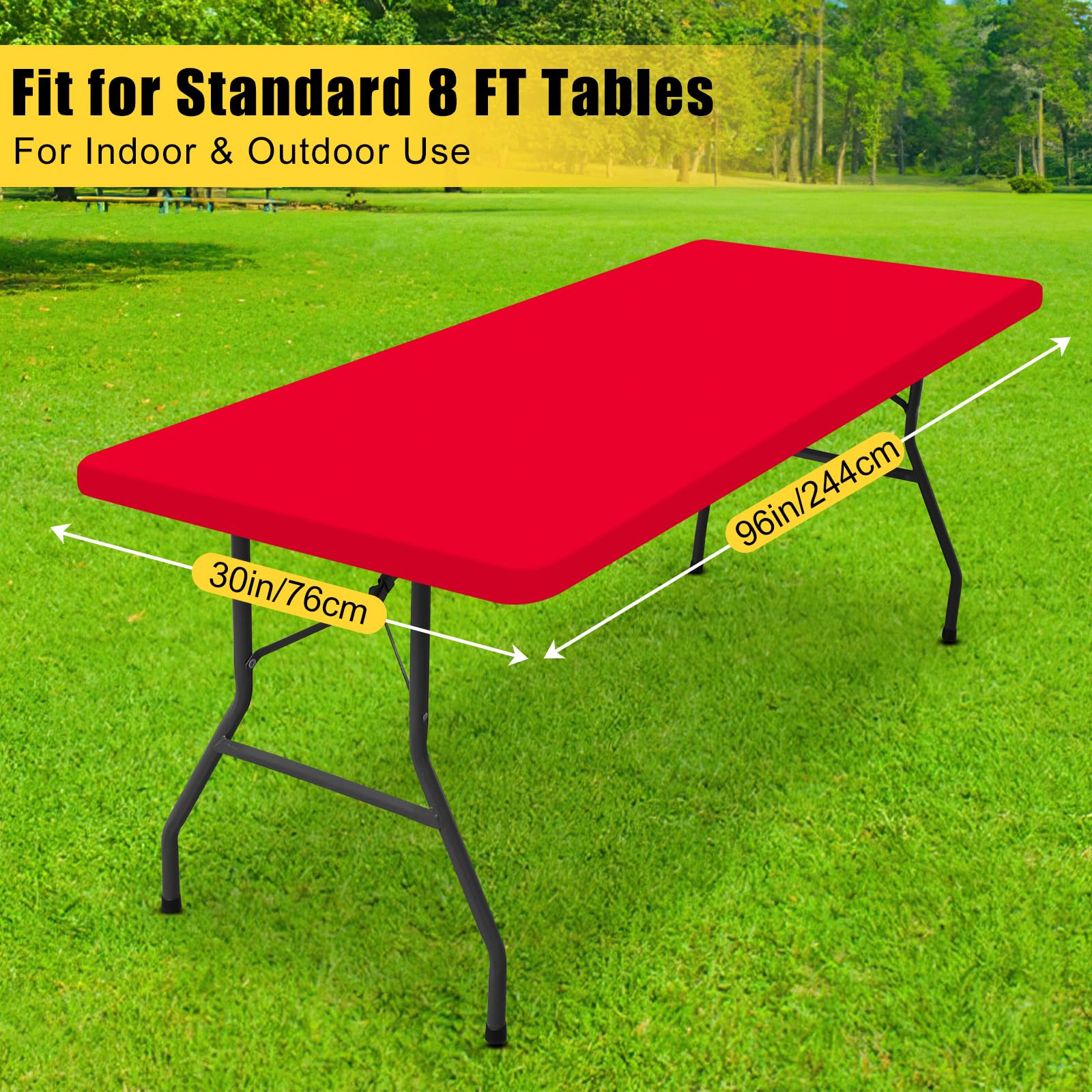 Smiry rectangle tablecloth with flannel backing protects the table surface