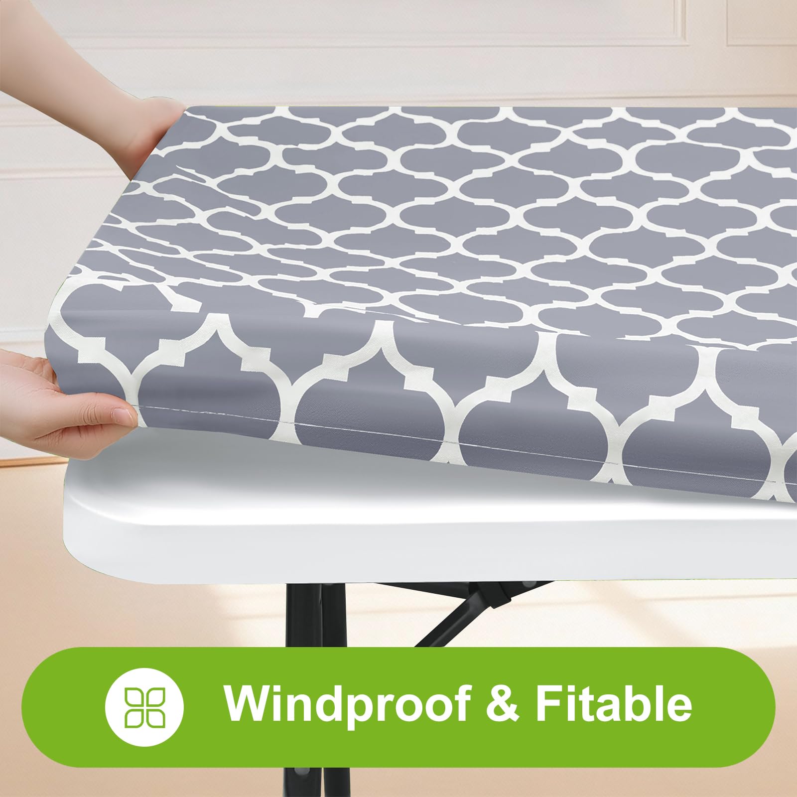 Smiry waterproof vinyl tablecloth with easy wipe-clean surface.