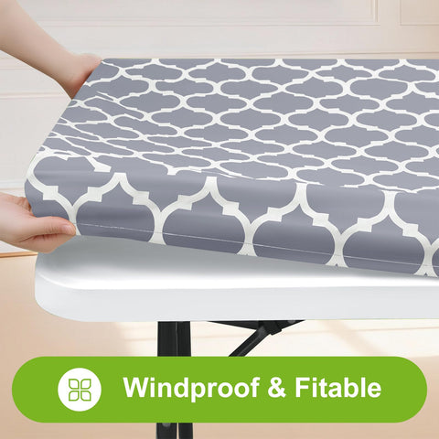 Smiry waterproof vinyl tablecloth with easy wipe-clean surface.