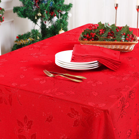 Smiry waterproof tablecloth with burgundy finish beads liquids for easy cleanup.