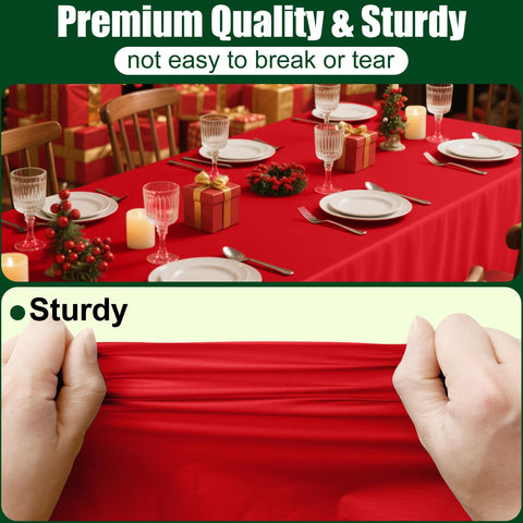 Smiry waterproof PEVA red tablecloth, 54x108 inches, keeps spills off surfaces.