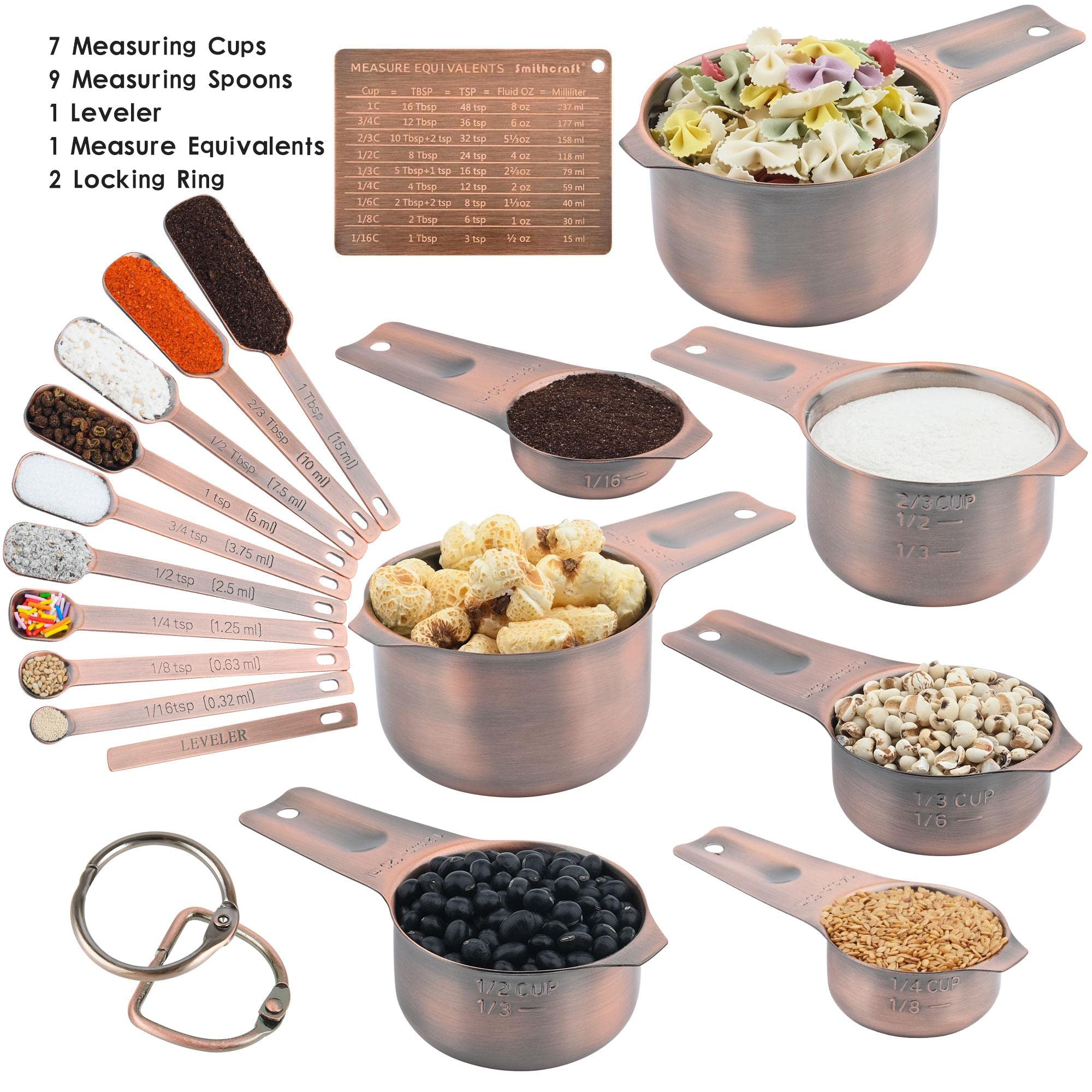 Smithcraft copper measuring cup 3/4 cup with clear engraved marks