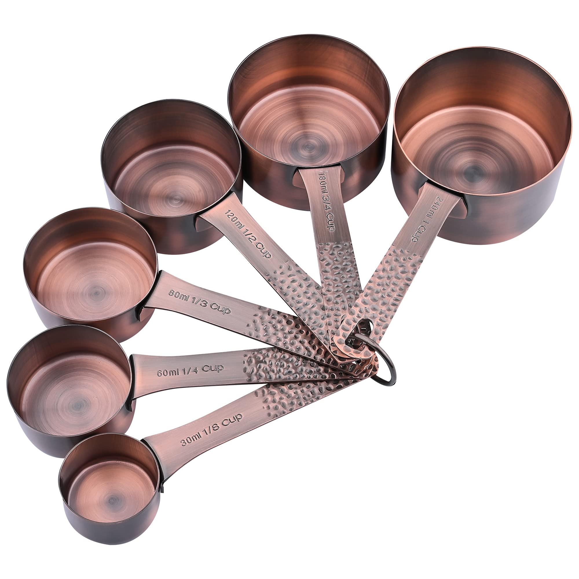 Smithcraft copper measuring spoons collection with compact, stackable design for quick scoops.