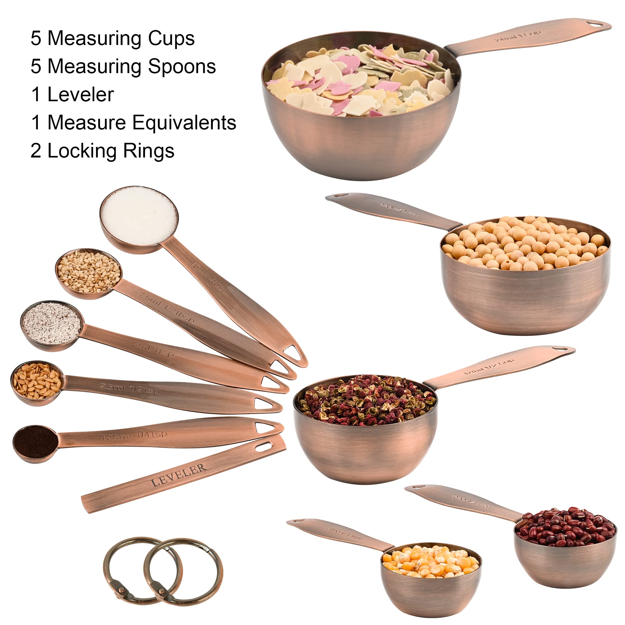 Stackable round design of Smithcraft measuring cups saves space in the kitchen.