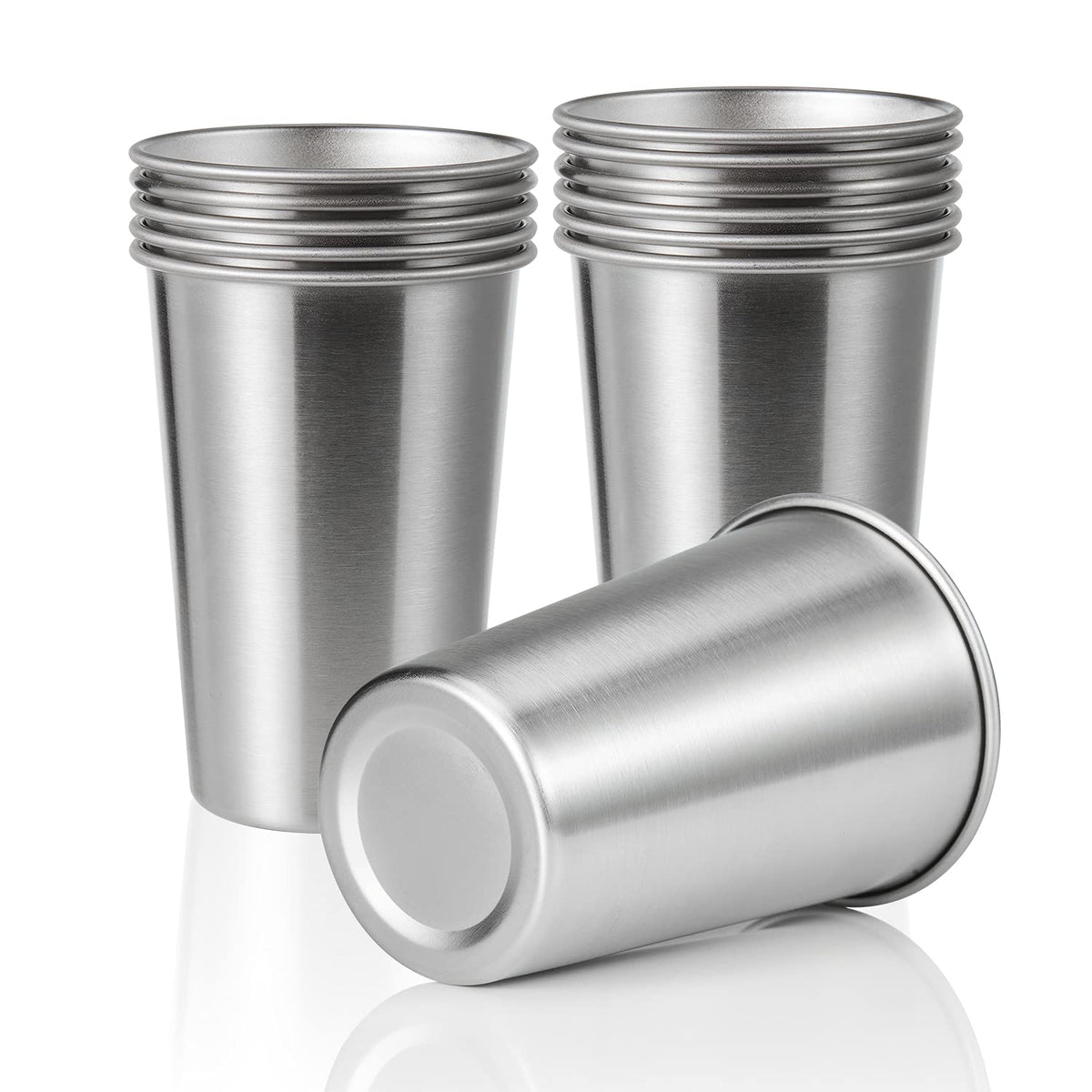 SMLIXE 12-pack 16oz stainless steel pint cups ideal for parties and everyday use.