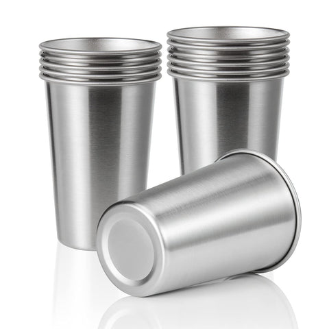 SMLIXE 12-pack 16oz stainless steel pint cups ideal for parties and everyday use.