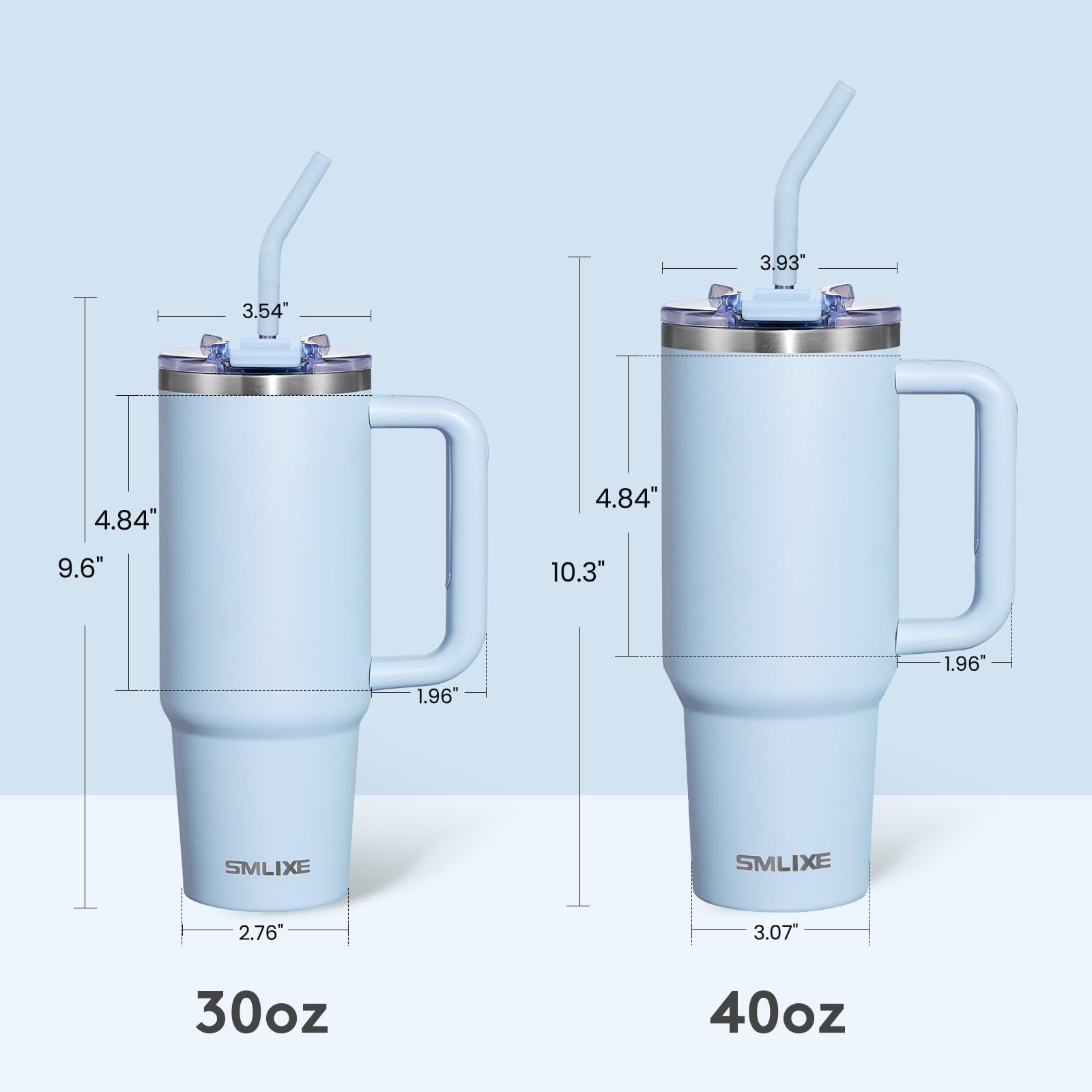 SMLIXE handle design with straw, blue tumbler for on the go hydration.