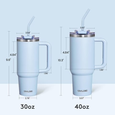 SMLIXE handle design with straw, blue tumbler for on the go hydration.