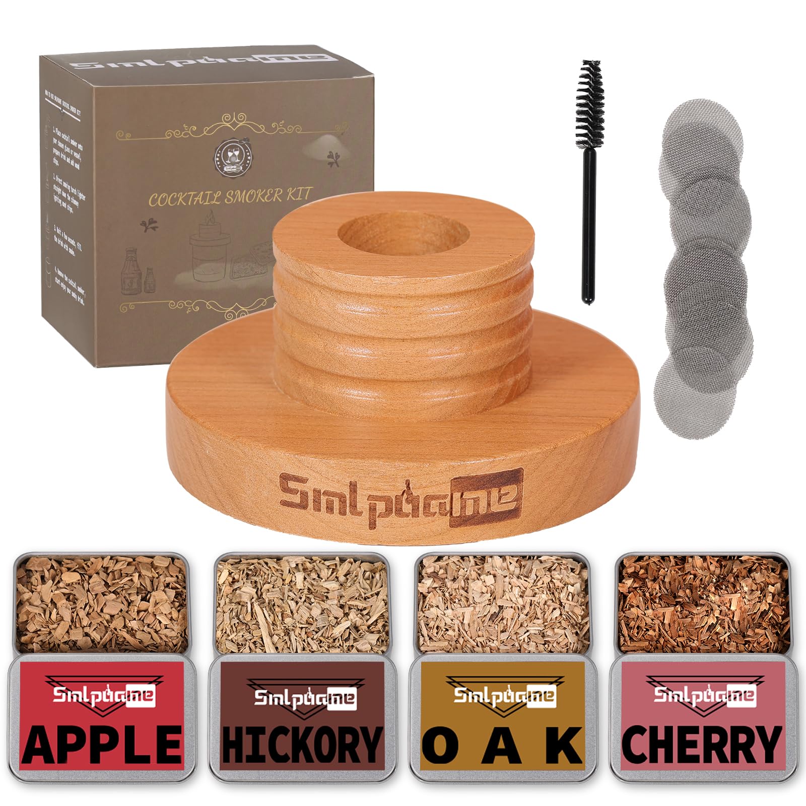 Smlpuame cocktail smoker kit on a bar counter showing its premium design and smoky potential.