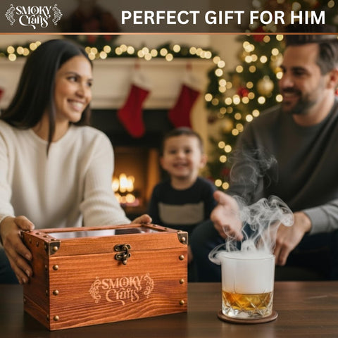 Gift-ready packaging with Smoky Crafts branding appeals to bourbon lovers.
