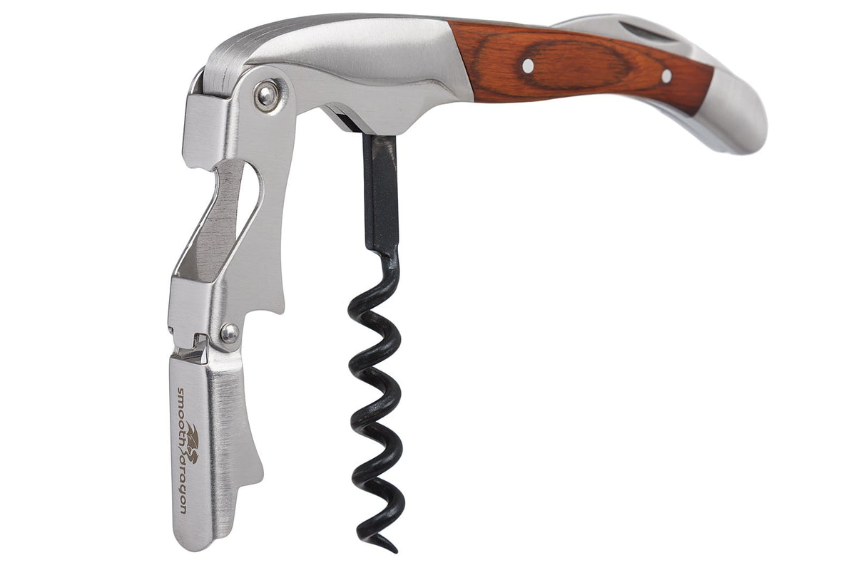 Smooth Dragon Premium Waiters Corkscrew in action for effortless cork removal