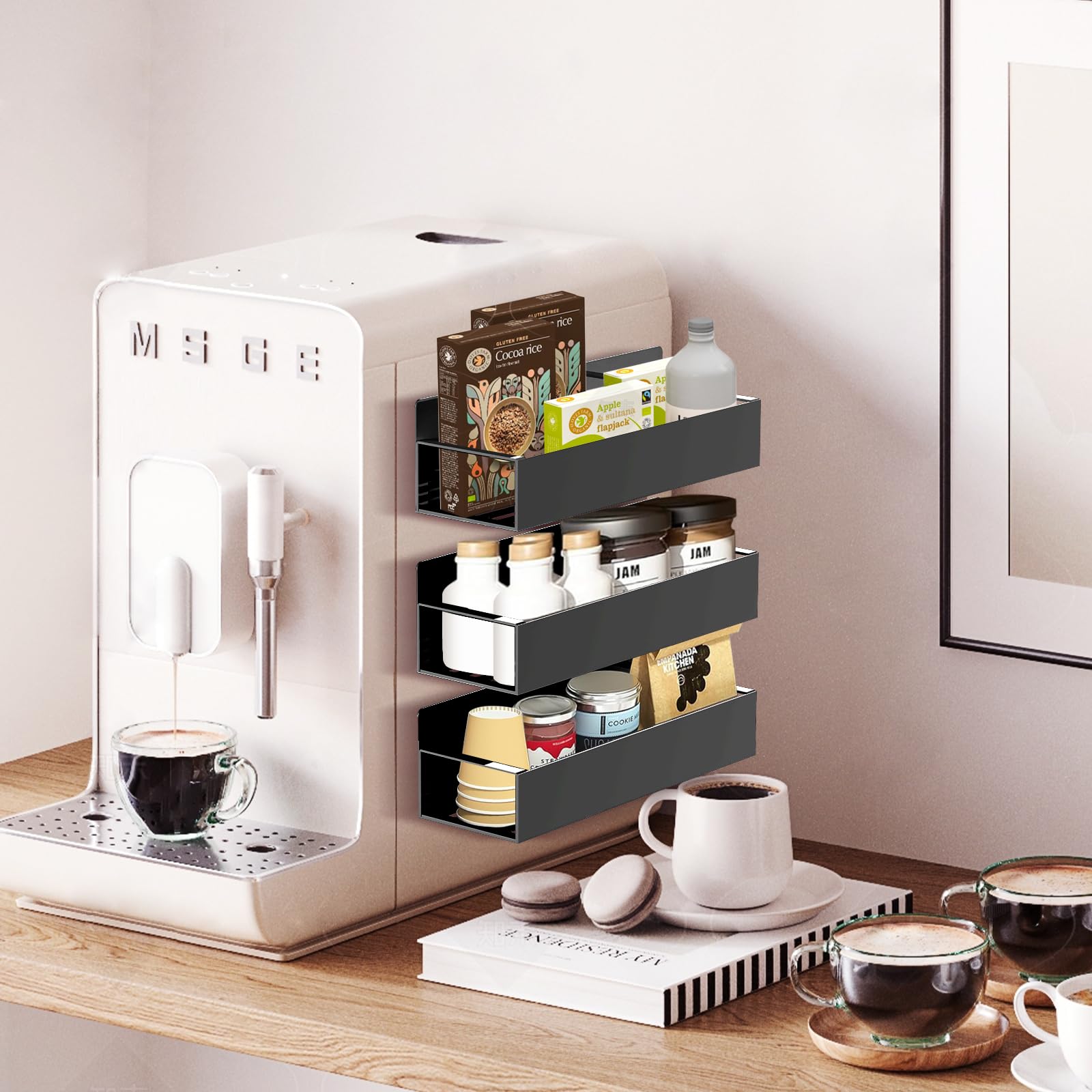 SMRCAD deep shelves fit standard spice bottles.