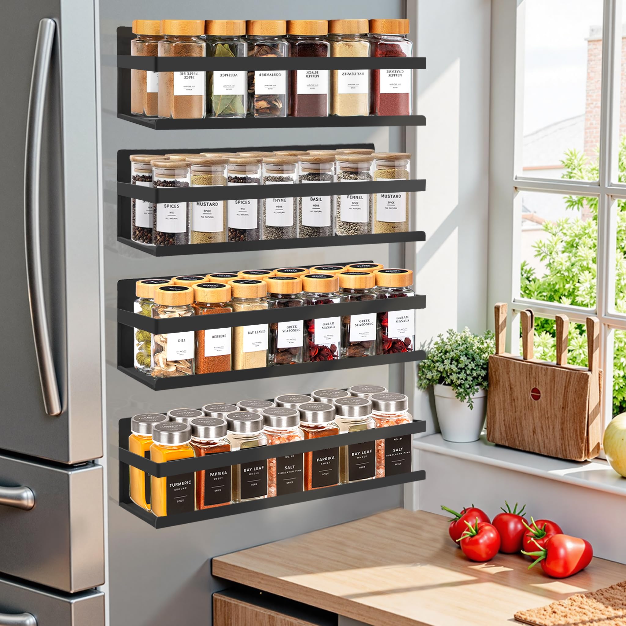 SMRCAD magnetic spice rack on fridge door adds accessible spice storage