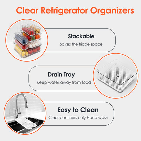 SMRCAD small fridge bins for berries and snacks with clear lids
