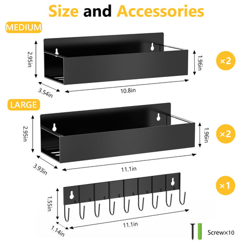 SMRCAD spice organizer magnetic rack 4-pack keeps spices organized and within reach