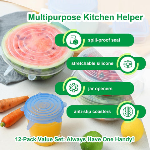 Smrtcol silicone stretch lid 4.3 inch secures fruit bowl for fridge storage