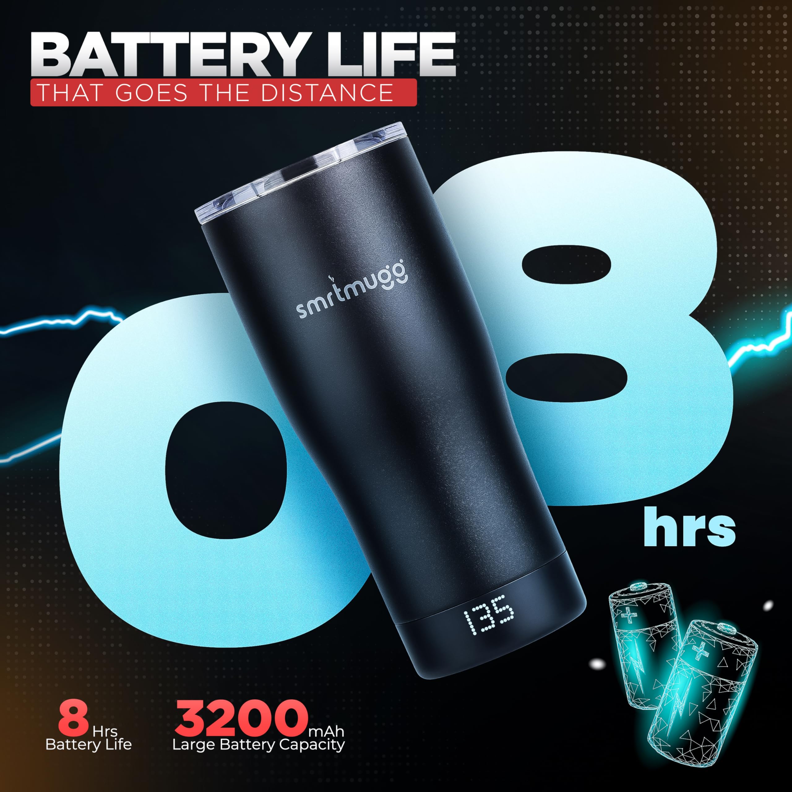 SmrtMugg adjustable temperature control lets you set ideal heat.