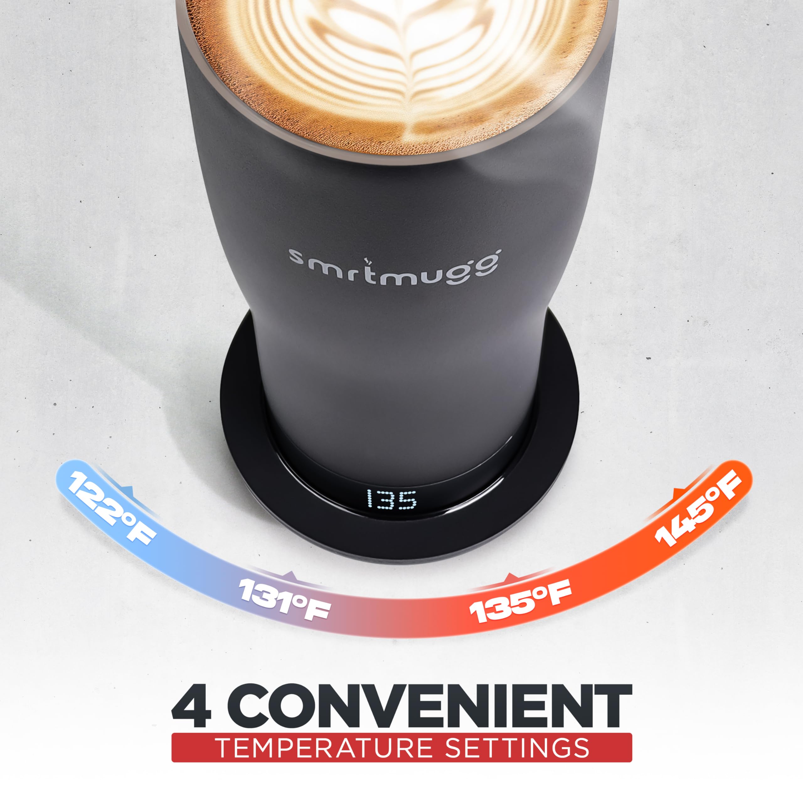 SmrtMugg fast recharging coaster powers your mug quickly.