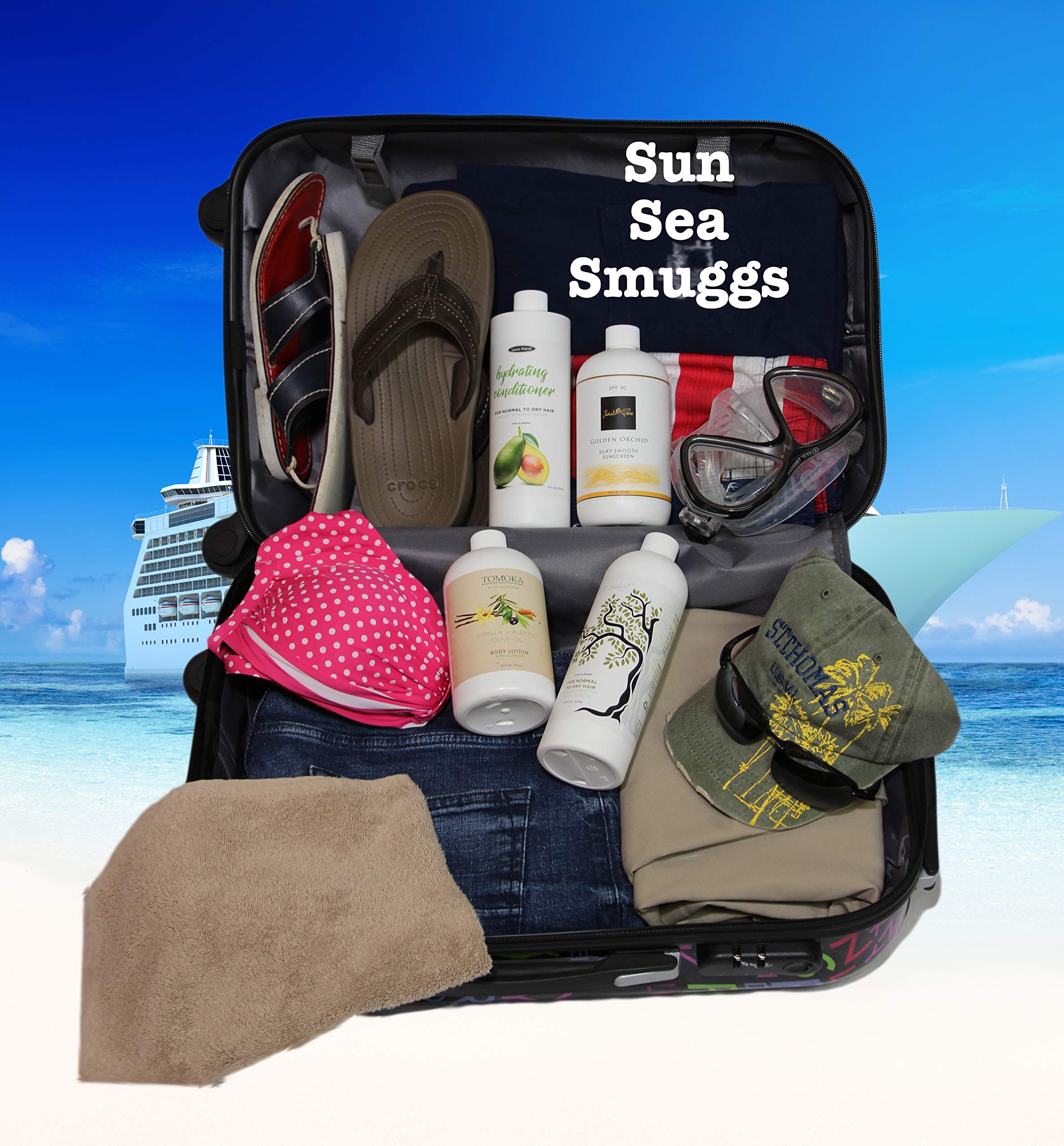 Smuggs Jugs clear-plastic-bottles showcase contents at a glance.