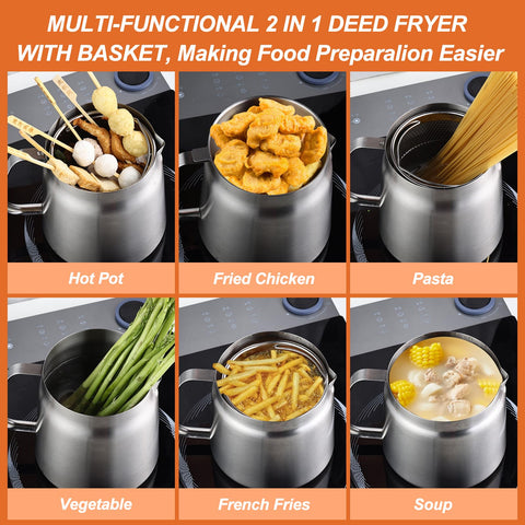 Smwmwon brushed stainless steel pot offers durable construction.