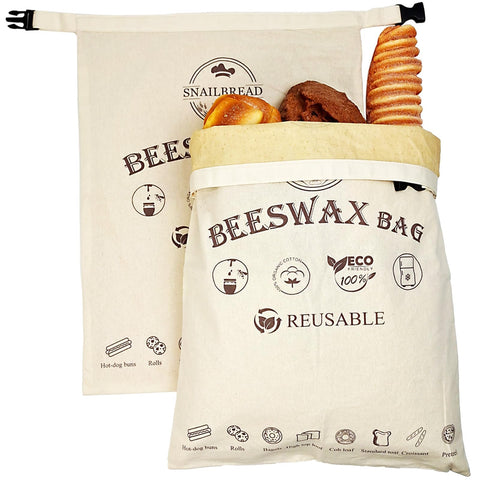 SnailBread XL beeswax bag with sourdough inside keeps bread fresher longer.