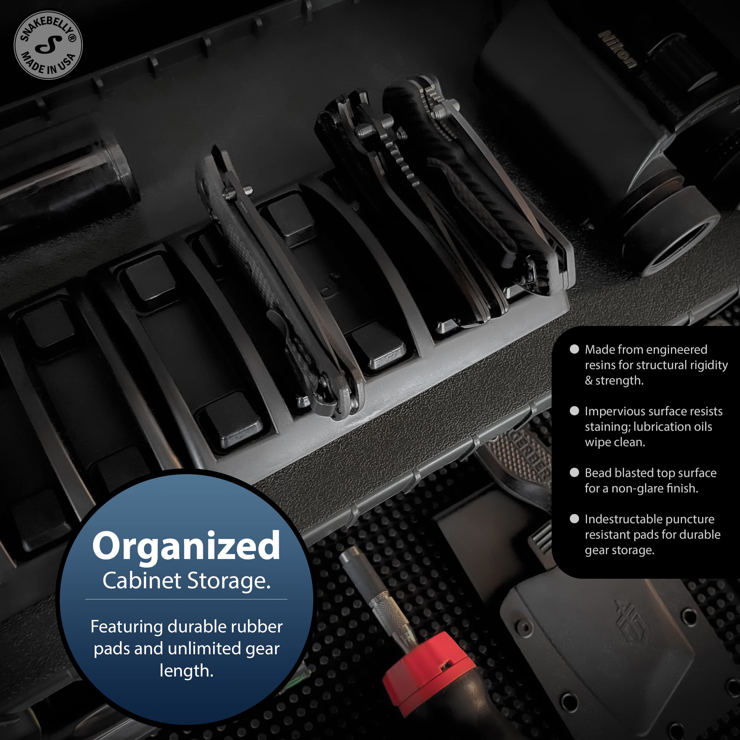 SnakeBelly EDC Knife Rack rubber pads securing gear during use