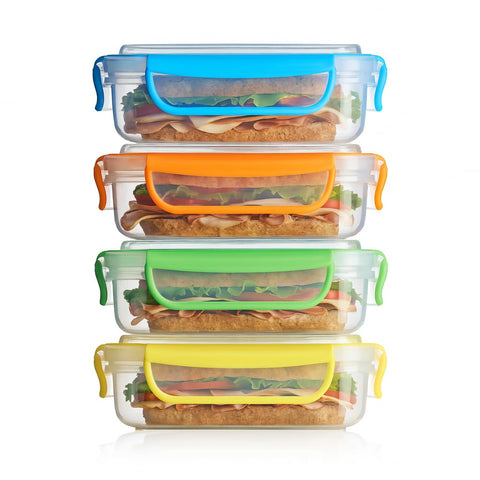 Snap Fresh 4-pack sandwich containers with semi-clear top for quick content visibility.