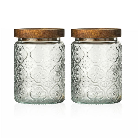 Snminetal vintage glass jar with plum pattern keeps cookies fresh and stylish.