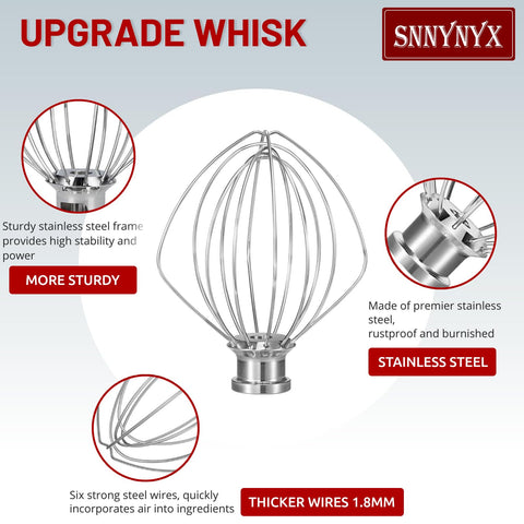 SnnyNyx stainless steel whisk for KitchenAid delivers smooth frostings and creams.