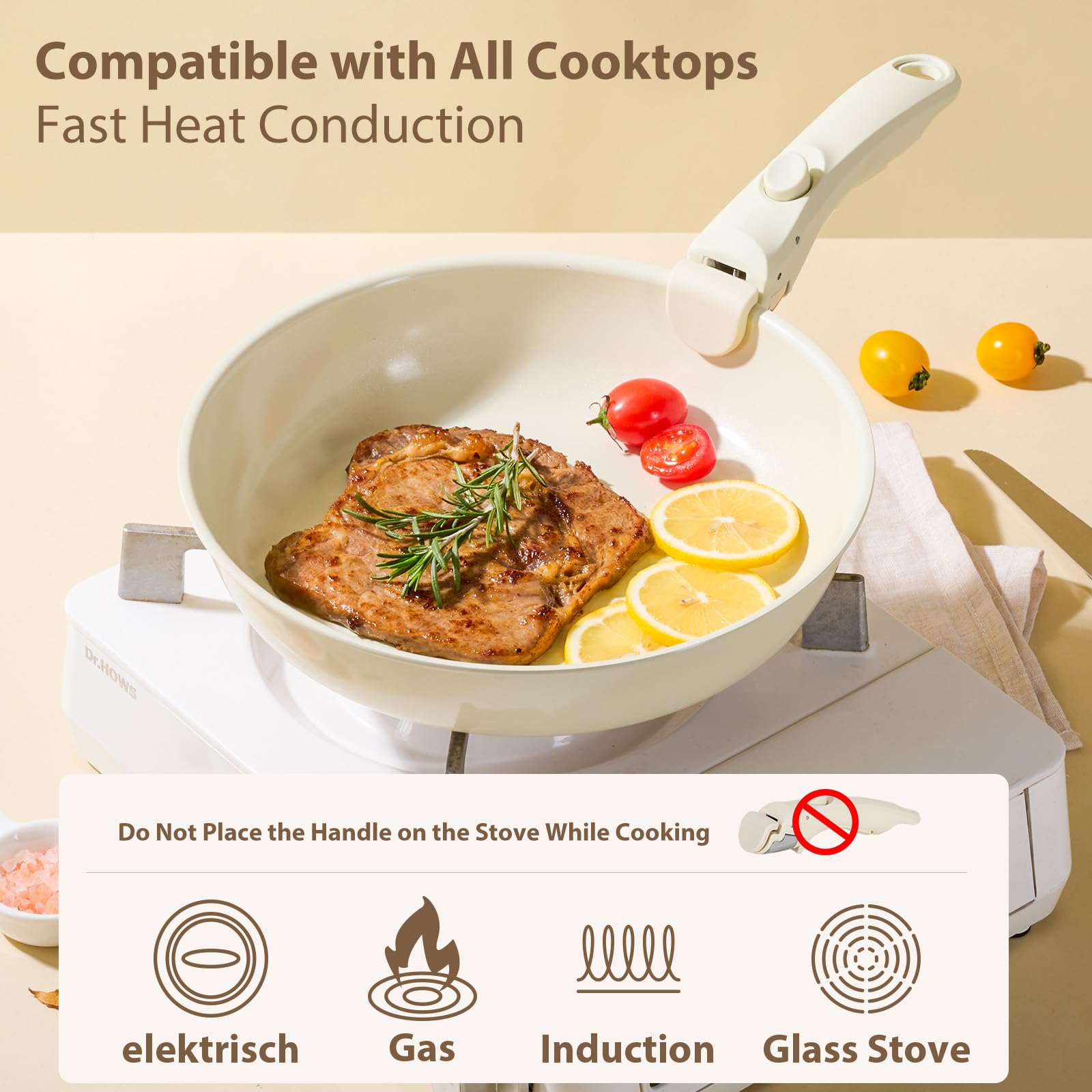 Snowclad ceramic nonstick coating pan for easy release and cleanup.