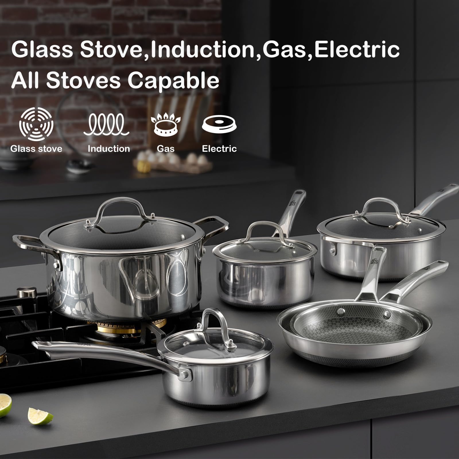 SNOWCLAD compatible with induction, ceramic, and gas cooktops for versatile use