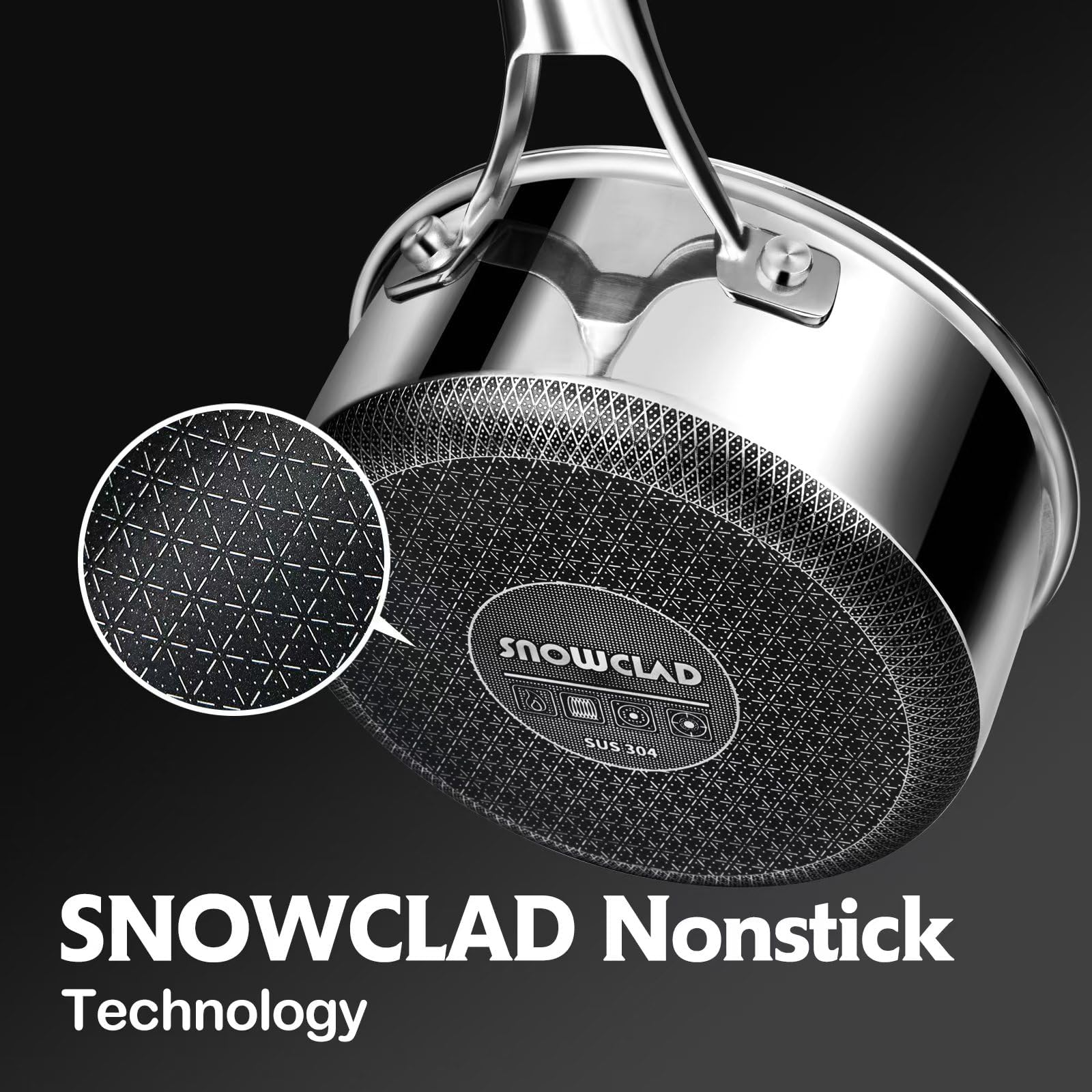 SNOWCLAD oven-safe design tolerates oven use up to 500°F for stovetop-to-oven cooking