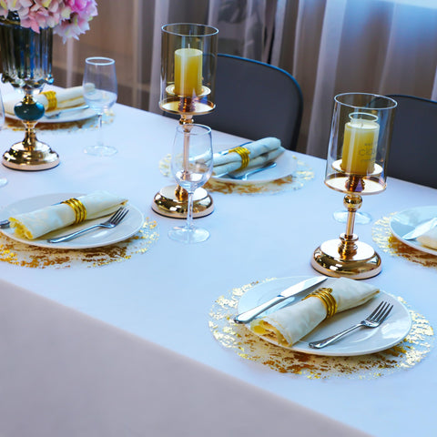 Snowkingdom 13-inch round gold placemats for quick stylish setup