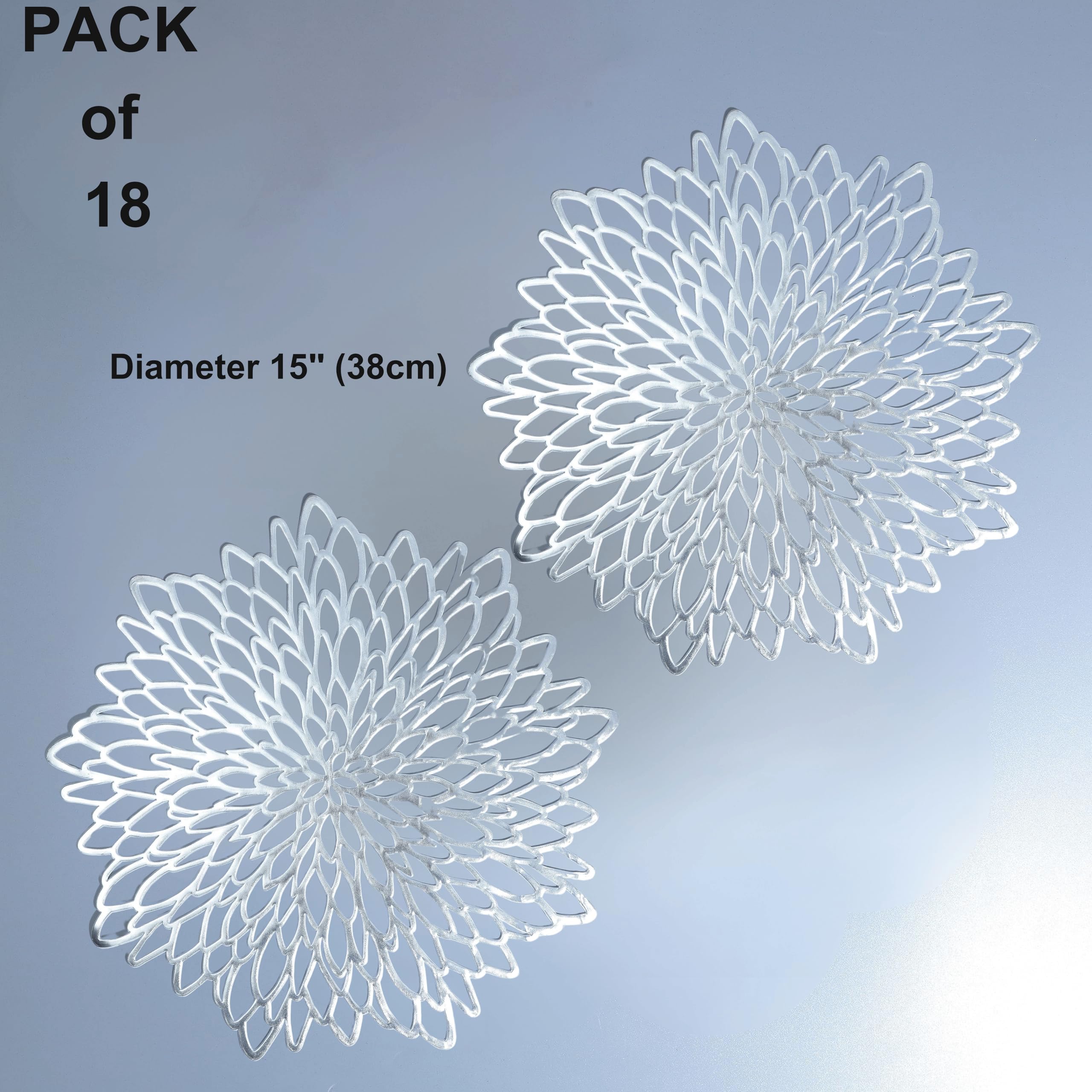 Snowkingdom 18-pack silver placemats for holiday hosting