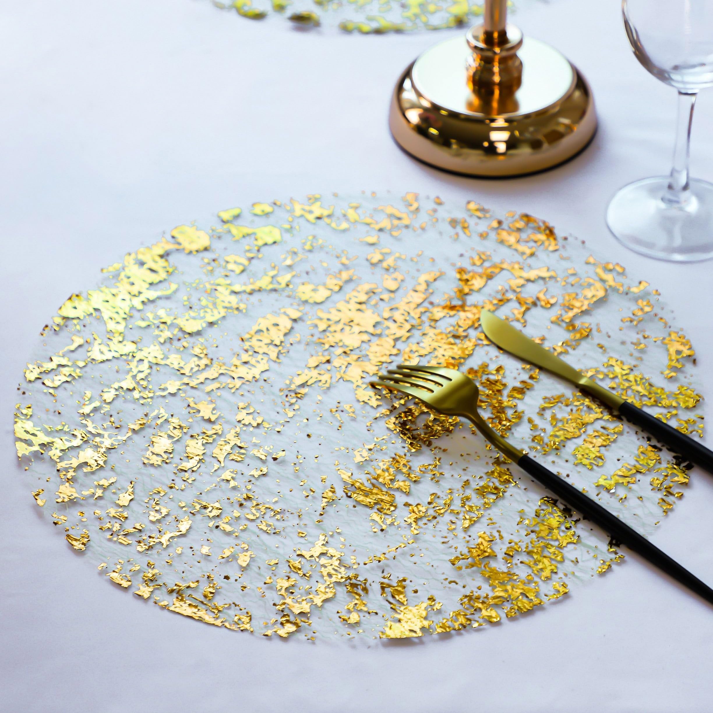 Snowkingdom gold foil mesh table mats 100 pack for festive events