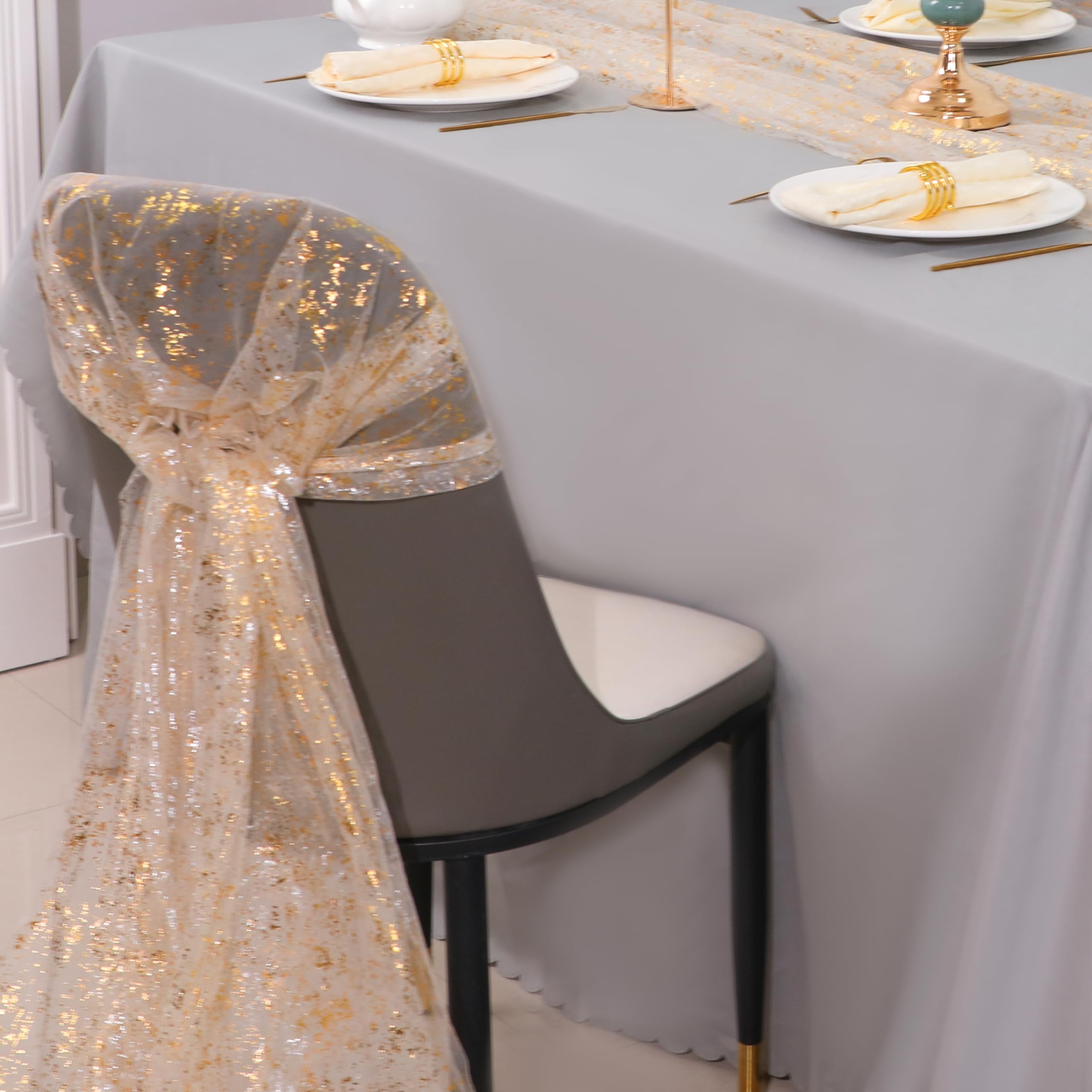 Snowkingdom gold runner ideal for holiday tables and seasonal celebrations.