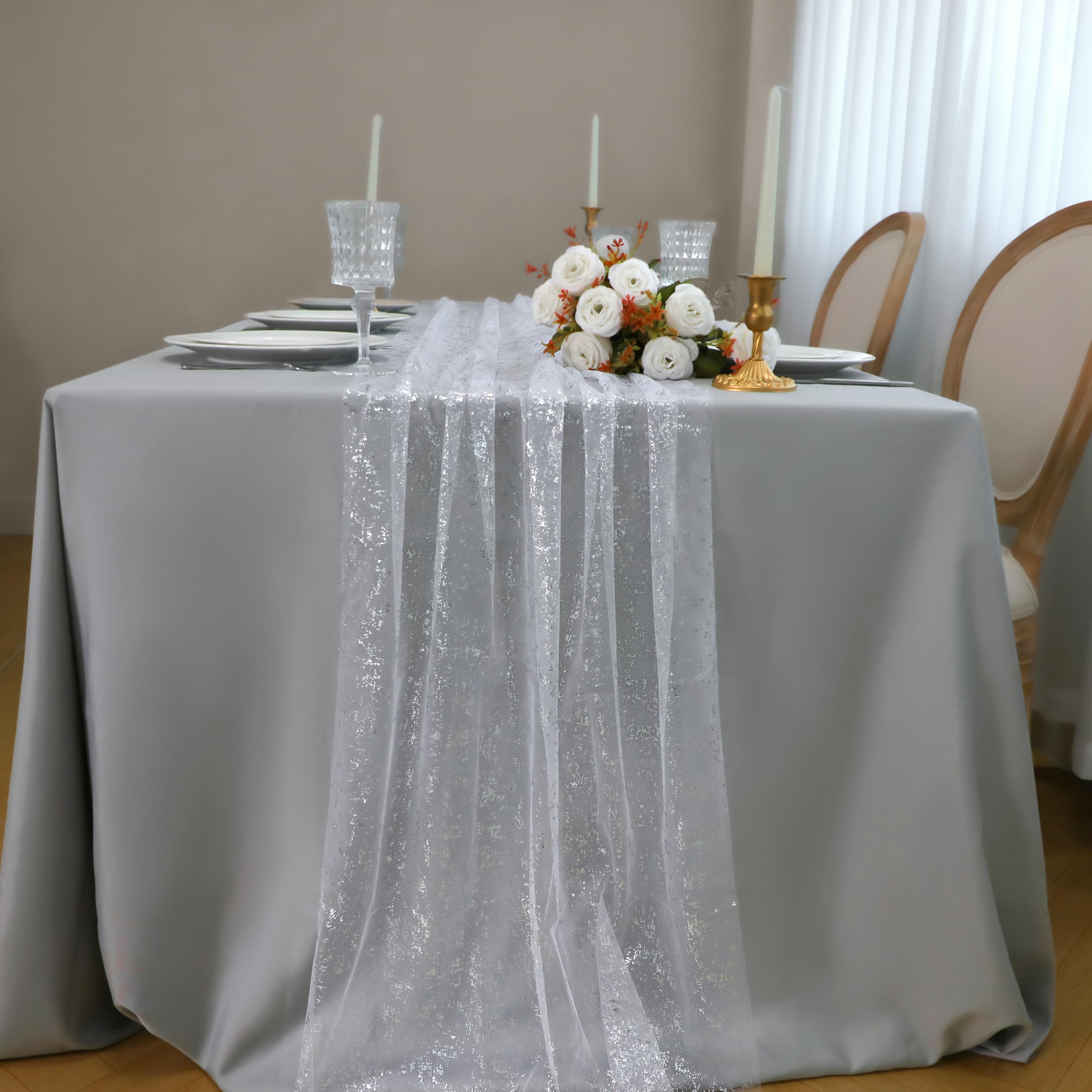 Snowkingdom sequin glitter silver table decor perfect as centerpiece accents